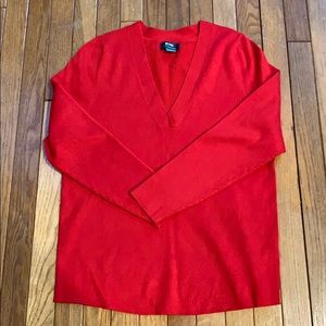 Maeve by Anthropologie Red Ribbed V-Neck Sweater